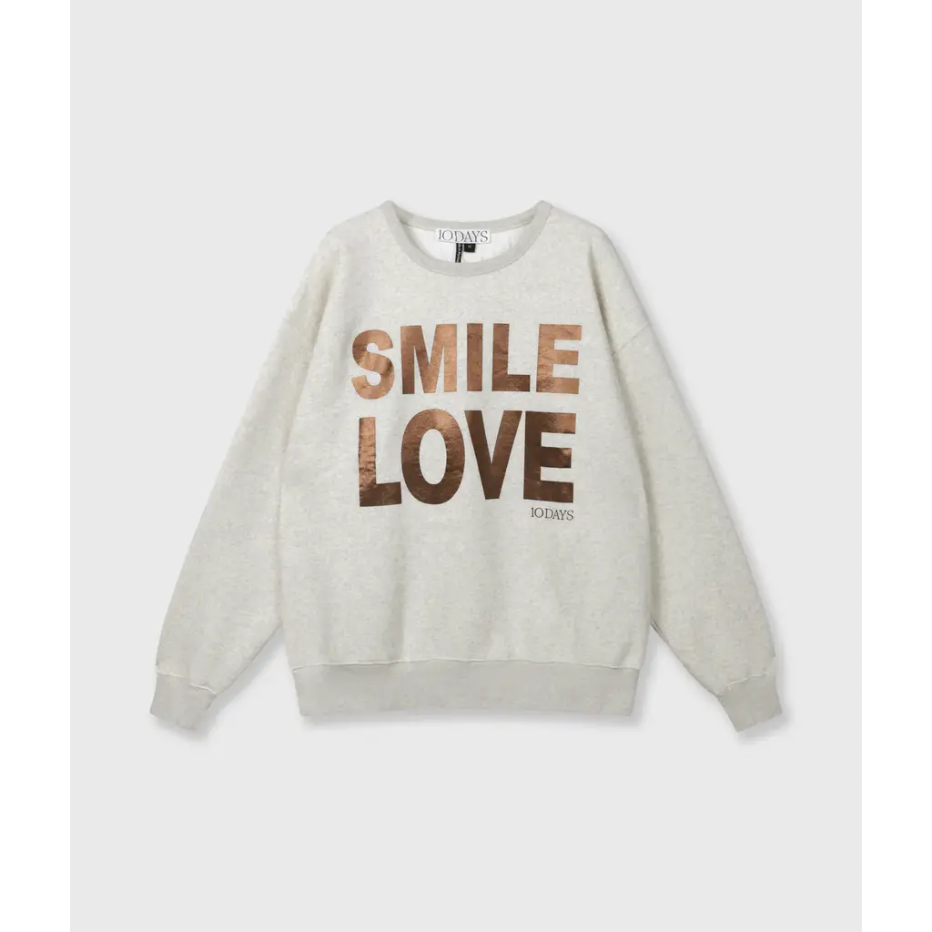 10 Days statement sweater smile love in soft white melee