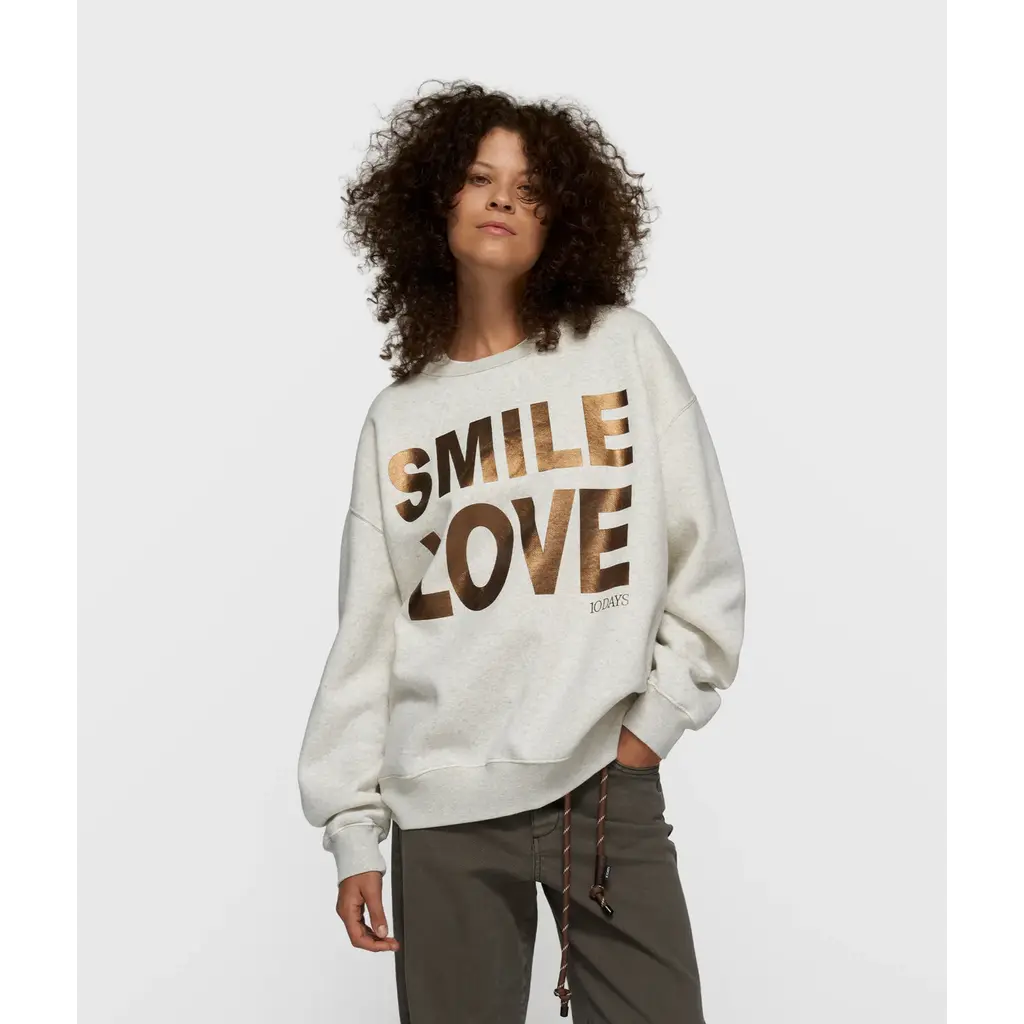 10 Days statement sweater smile love in soft white melee