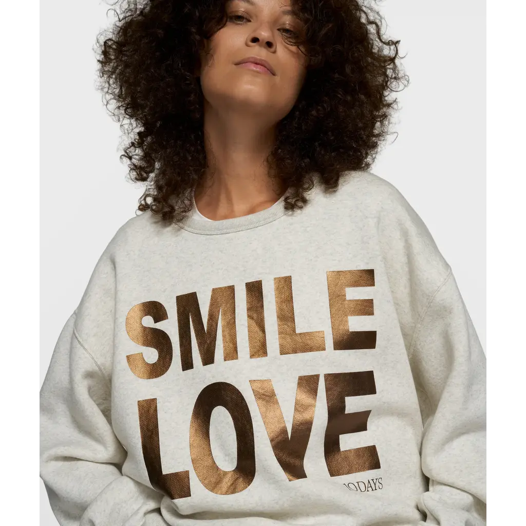 10 Days statement sweater smile love in soft white melee