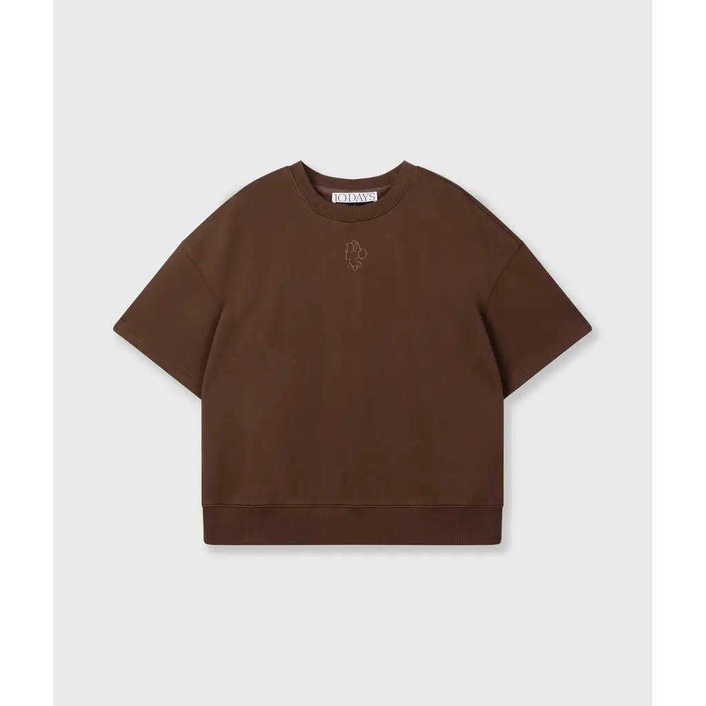 10 Days short sleeve  sweater in dark truffle