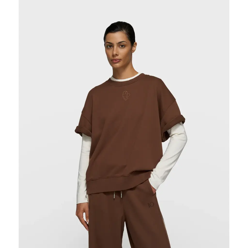 10 Days short sleeve  sweater in dark truffle