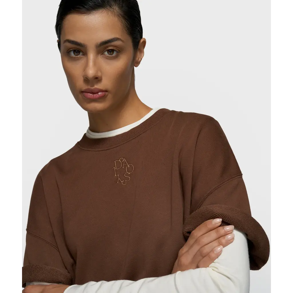 10 Days short sleeve  sweater in dark truffle