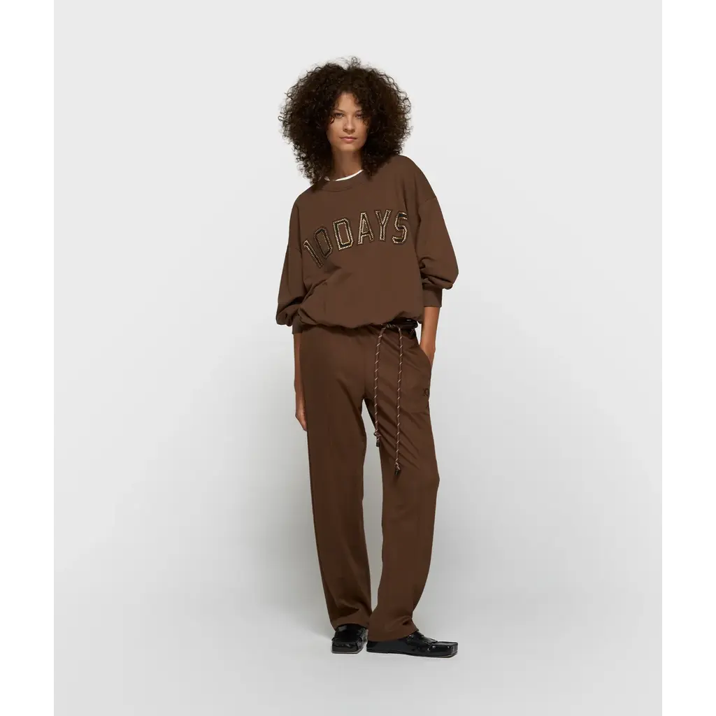 10 Days pleated sweater in dark truffle