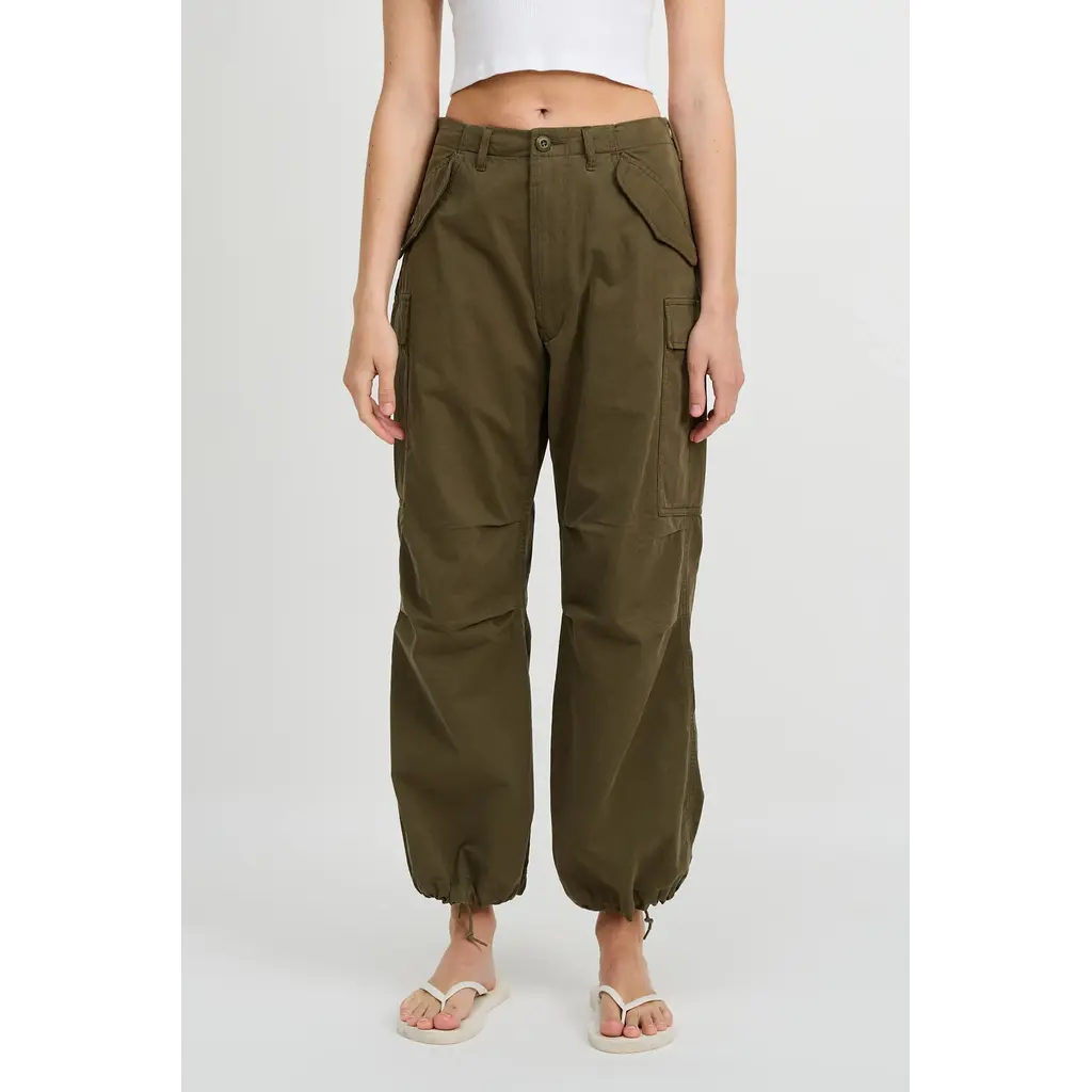 Denimist cropped cargo pantalon in olive green