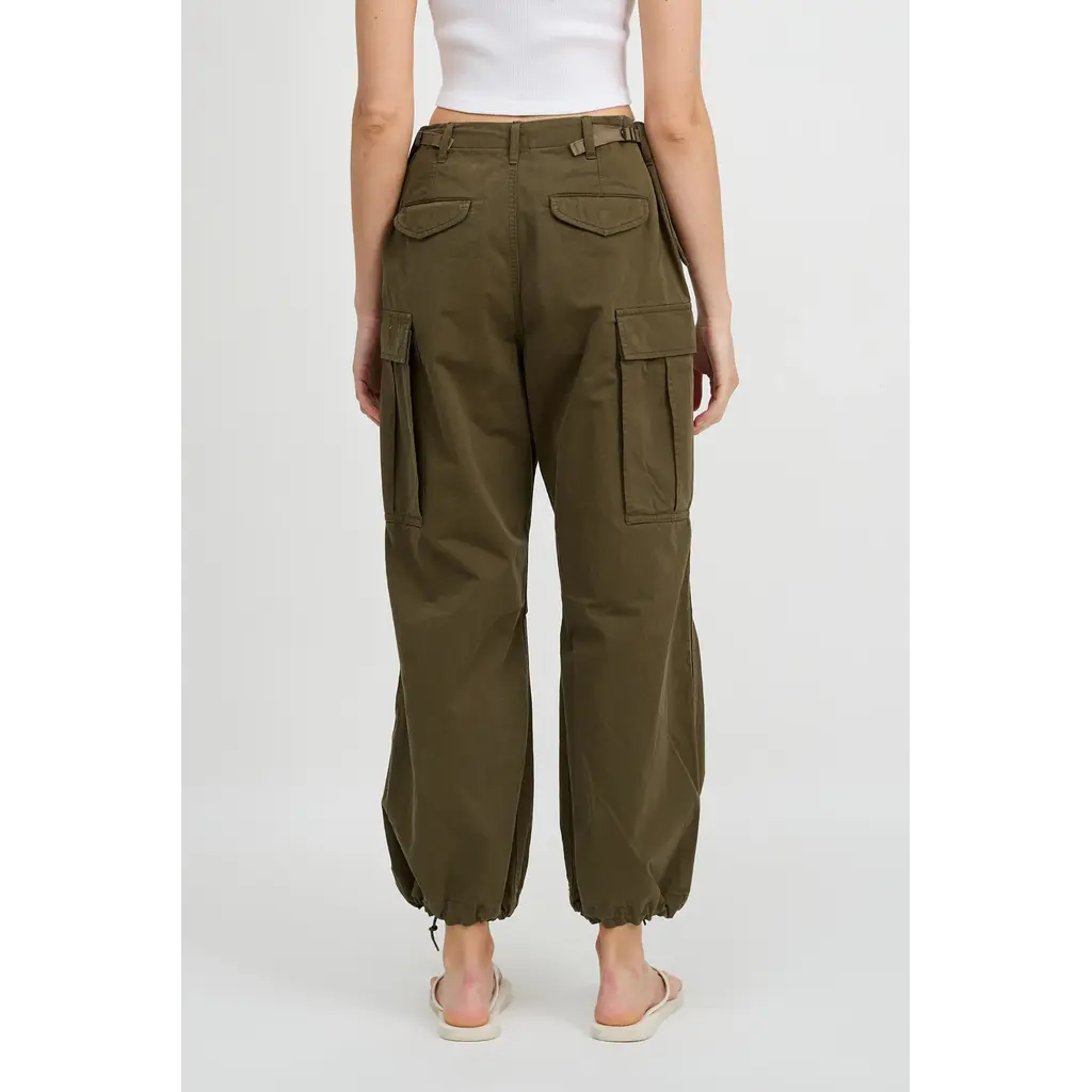 Denimist cropped cargo pantalon in olive green