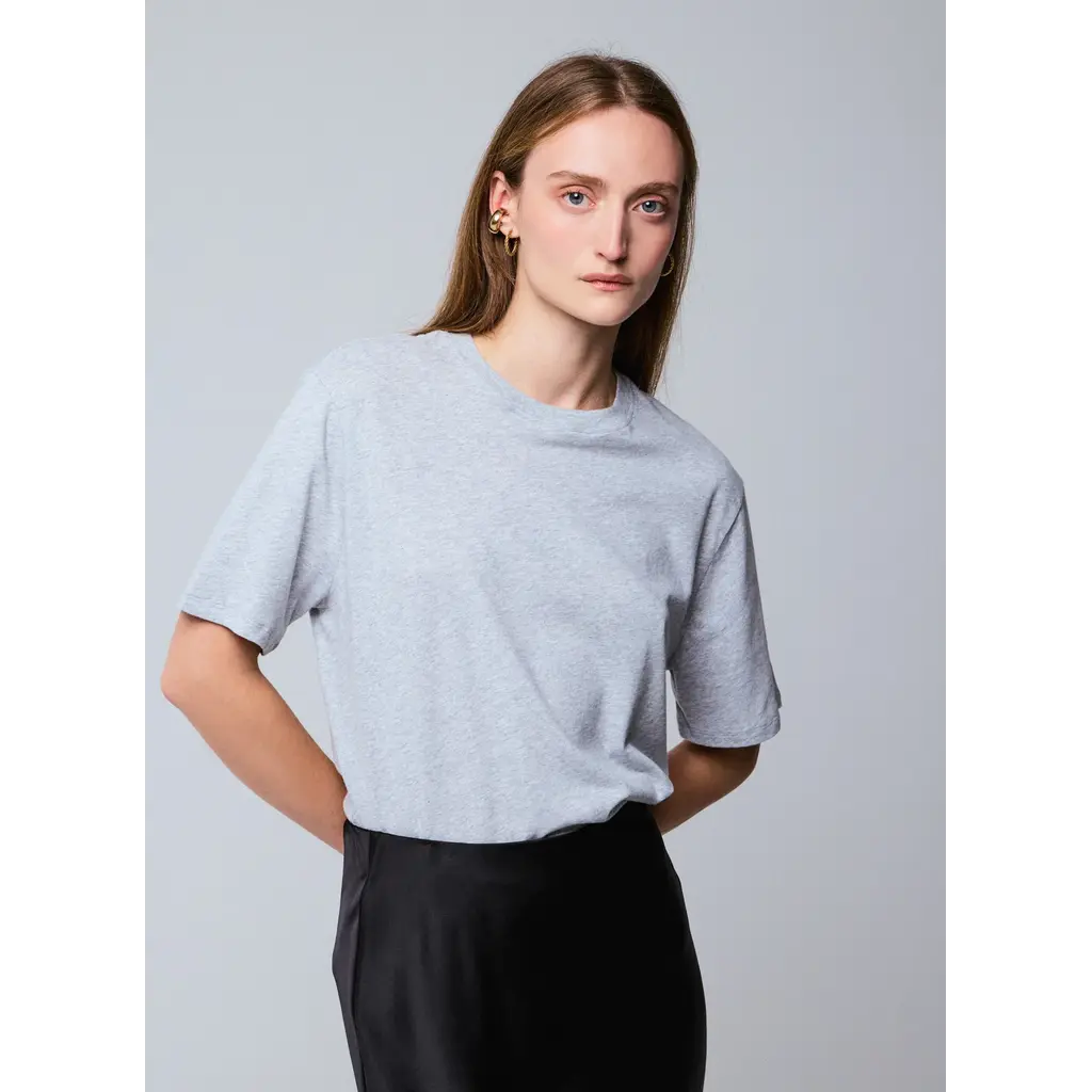 Majestic t-shirt korte mouw in gris chine