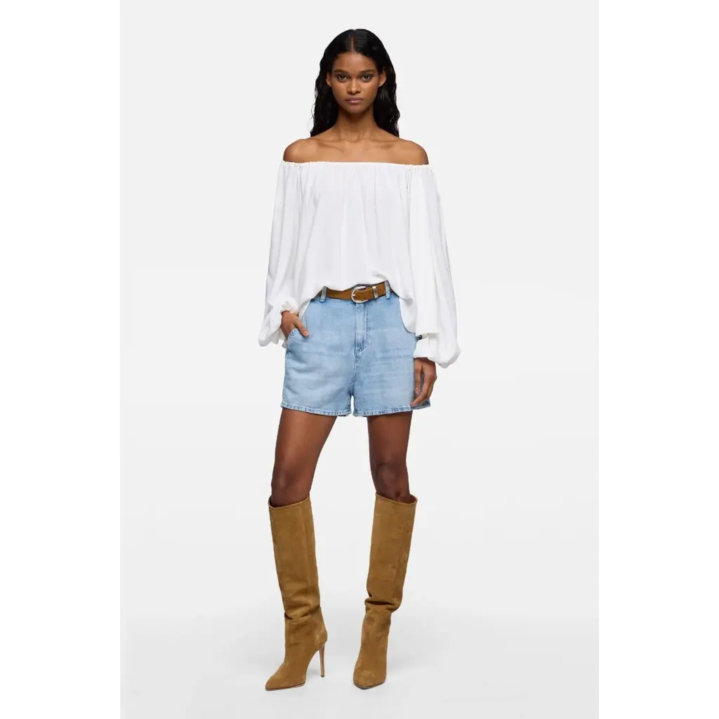 7 for all mankind shorts Iris in indigo linen