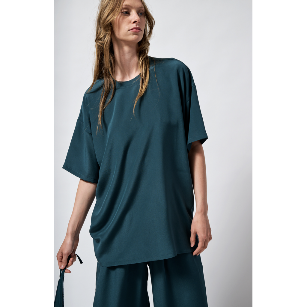 Monique van Heist blouse LOL Mini shortsleeve in slate silk