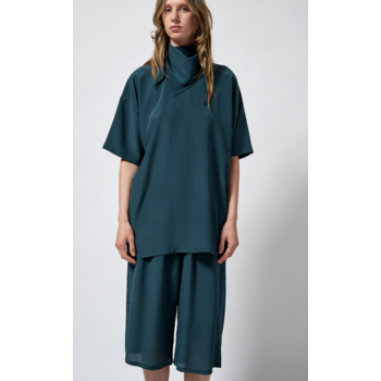 Monique van Heist blouse LOL Mini shortsleeve in slate silk