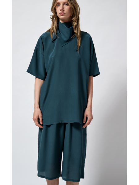 Monique van Heist blouse LOL Mini shortsleeve in slate silk