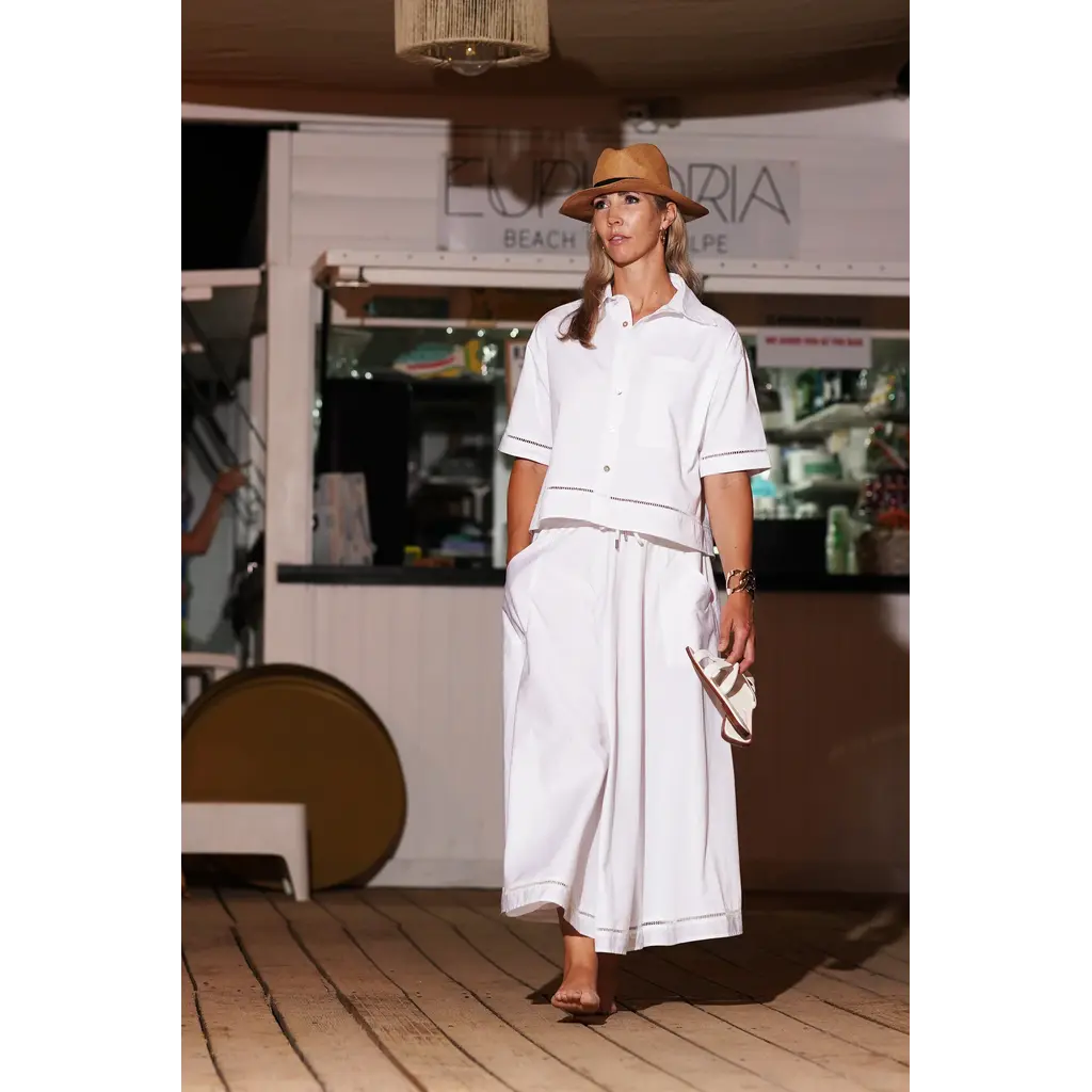 The Perfect blouse Lyon Crop Shirt in white