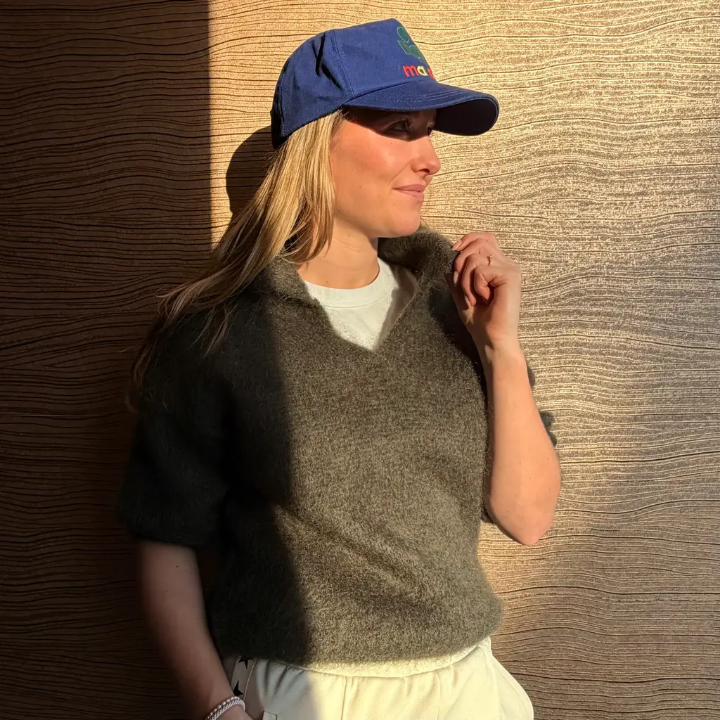 Studio Lavendel Mohair Polo in militaire