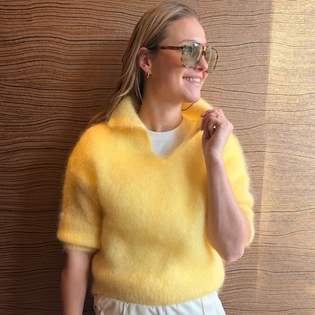 Studio Lavendel Mohair Polo in butter yellow