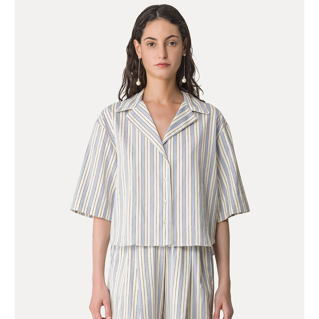 Forte Forte Cotton Pinstripe Shirt 14821 in sky