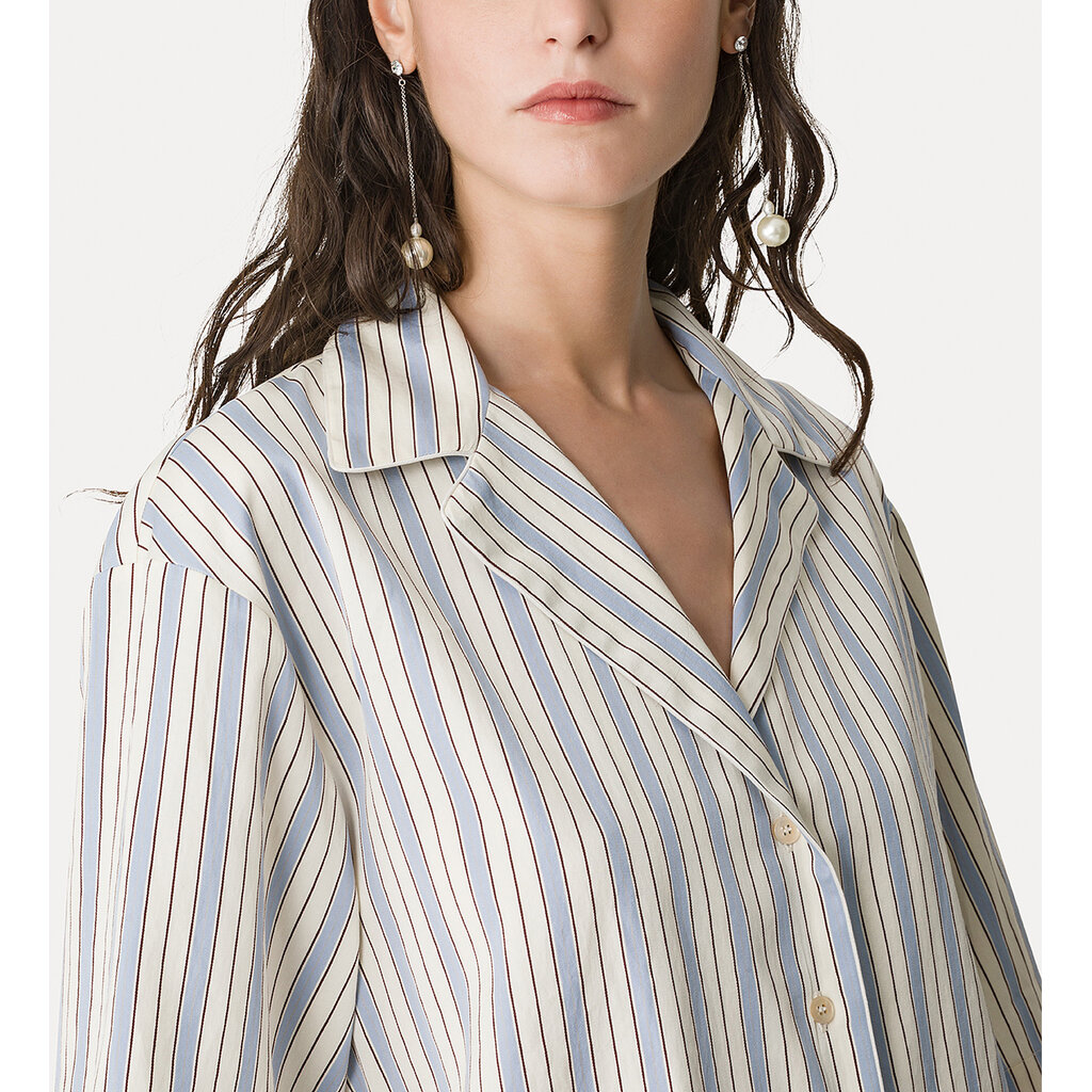 Forte Forte Cotton Pinstripe Shirt 14821 in sky