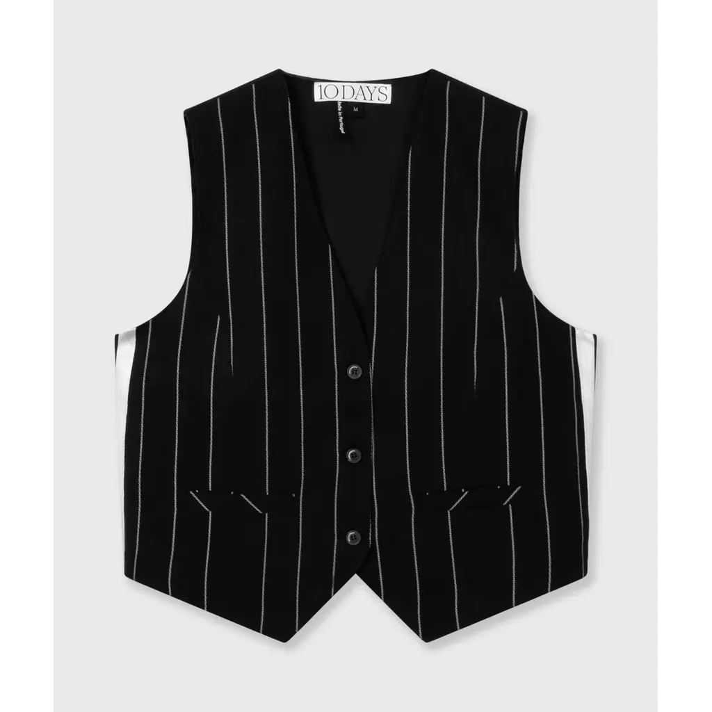 10 Days Gilet Pinstripe in black