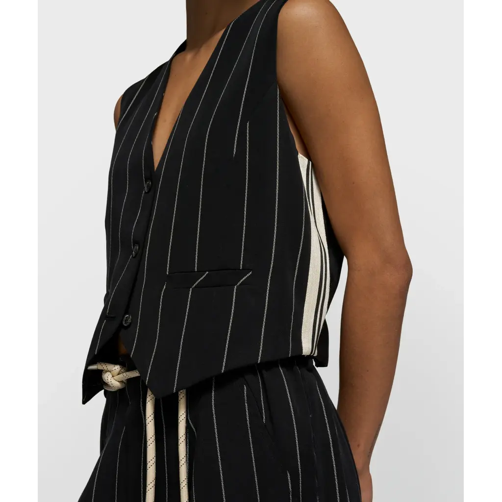 10 Days Gilet Pinstripe in black