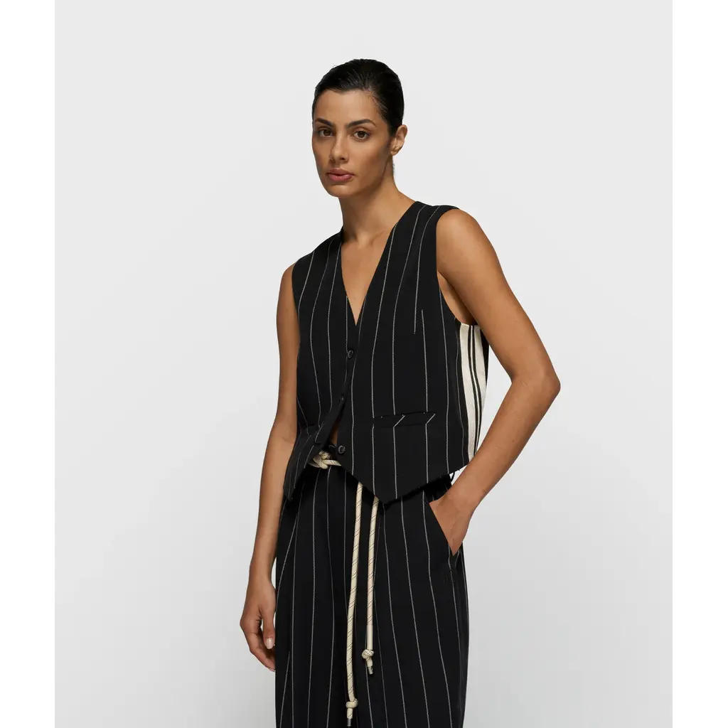 10 Days Gilet Pinstripe in black