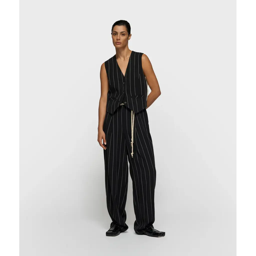 10 Days Gilet Pinstripe in black