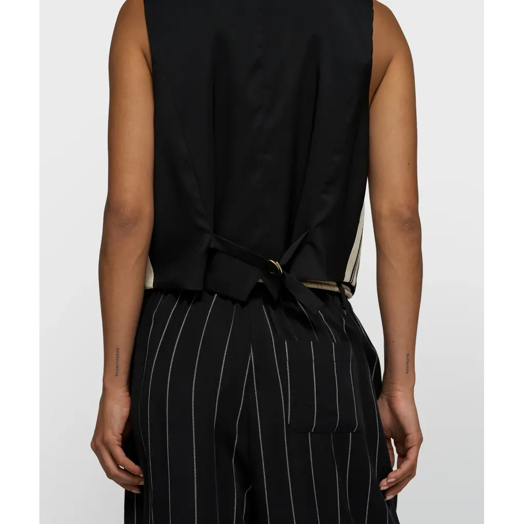 10 Days Gilet Pinstripe in black