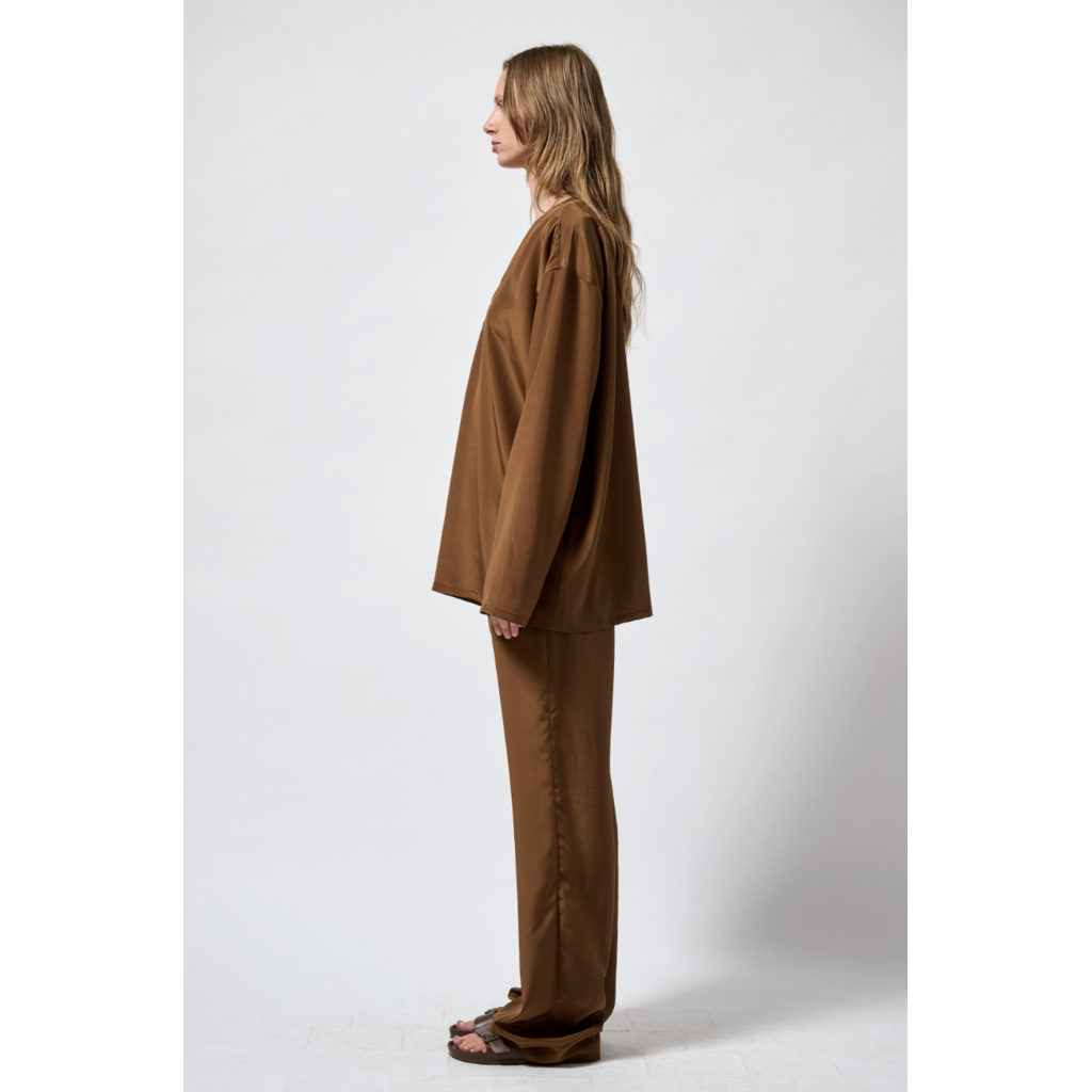 Monique van Heist pantalon PJ Flex in brown silk