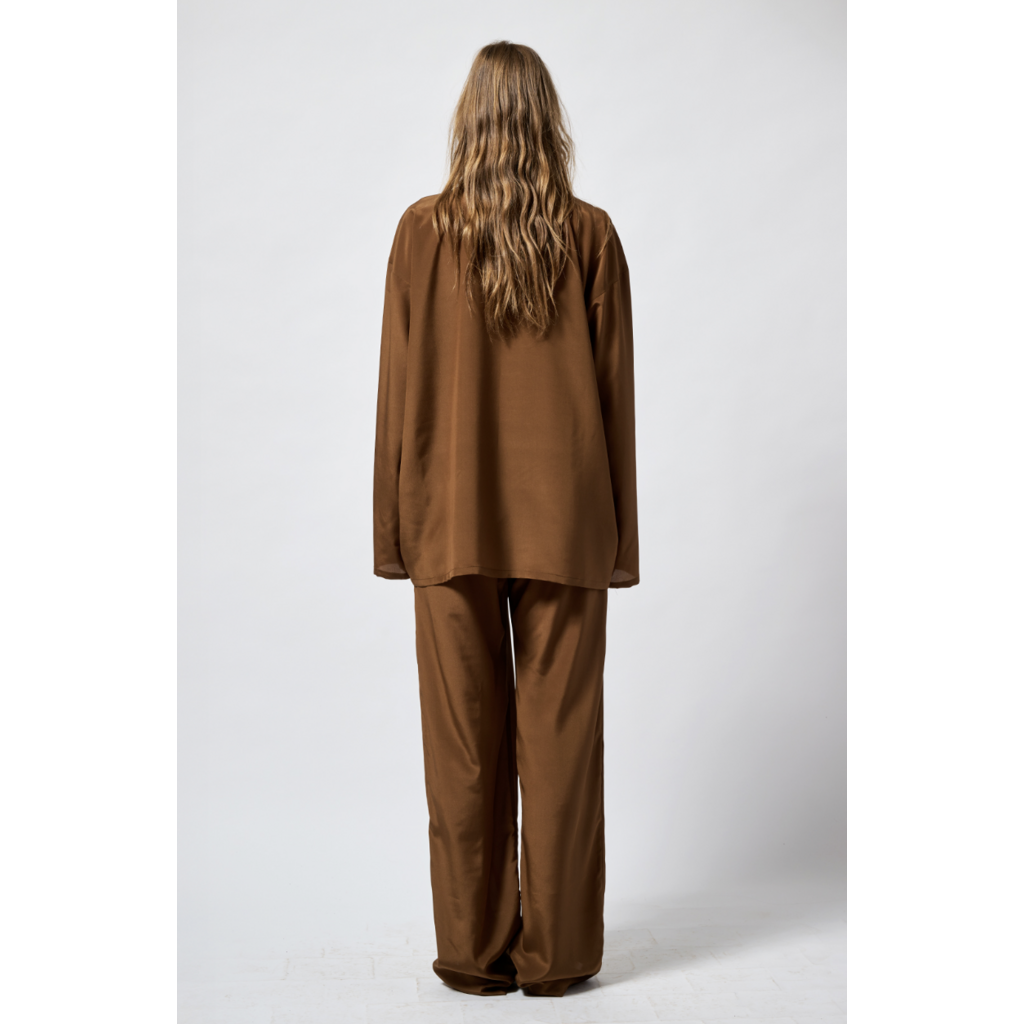Monique van Heist pantalon PJ Flex in brown silk