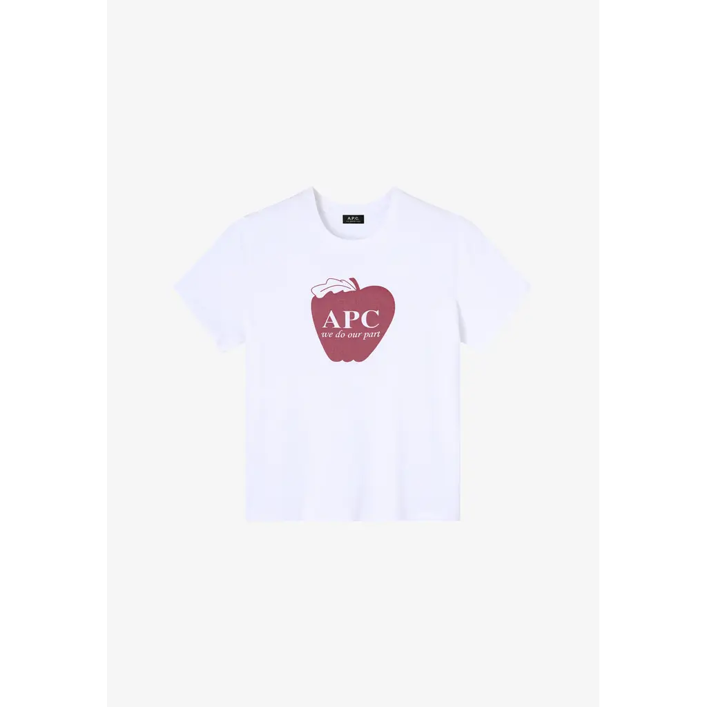 A.P.C. t-shirt pomme GOTS in blanc