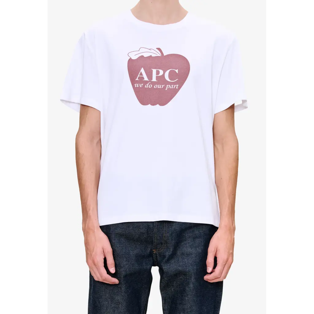 A.P.C. t-shirt pomme GOTS in blanc