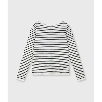 10 Days trui stripe  in ecru/black