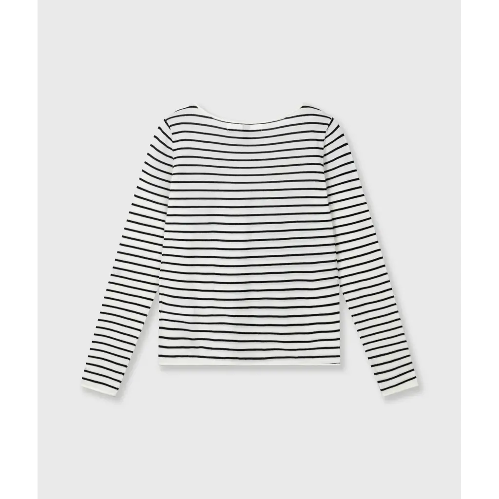10 Days Fine Knit Sweater Stripe in ecru/black