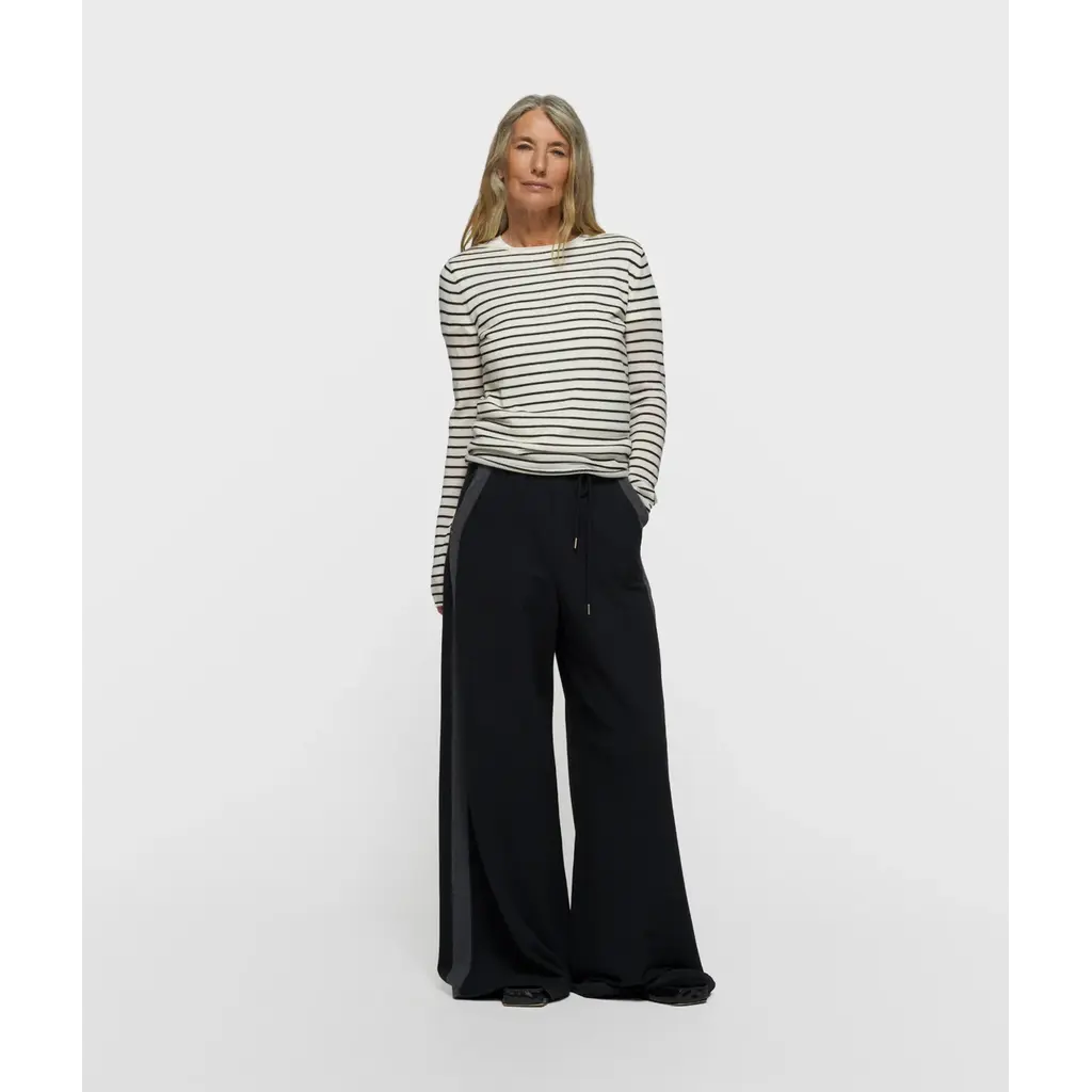 10 Days Fine Knit Sweater Stripe in ecru/black