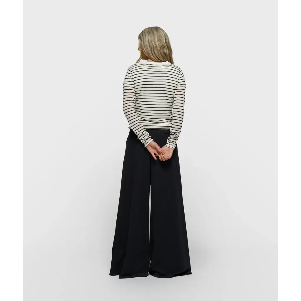 10 Days Fine Knit Sweater Stripe in ecru/black