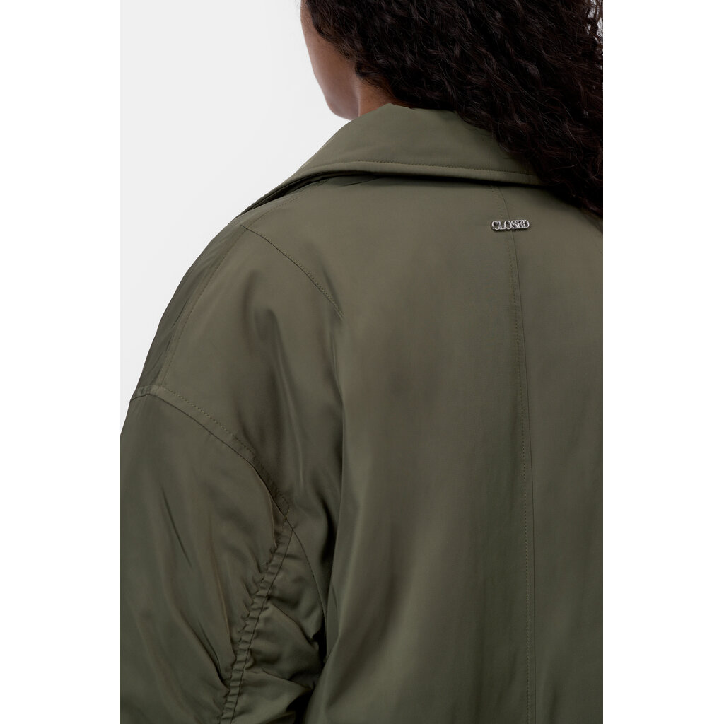 CLOSED C97389-69S Cropped Bomber in cypress green