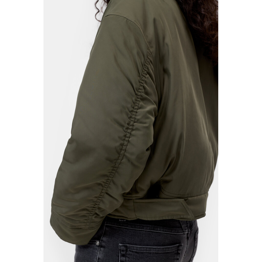 CLOSED C97389-69S Cropped Bomber in cypress green