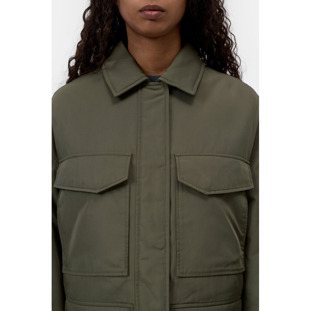 CLOSED C97389-69S Cropped Bomber in cypress green