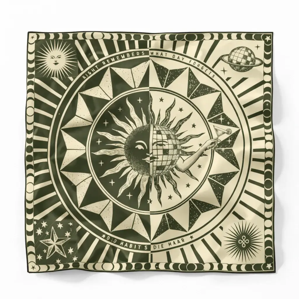 Old Habits Die Hard Zijden Bandana print upside down