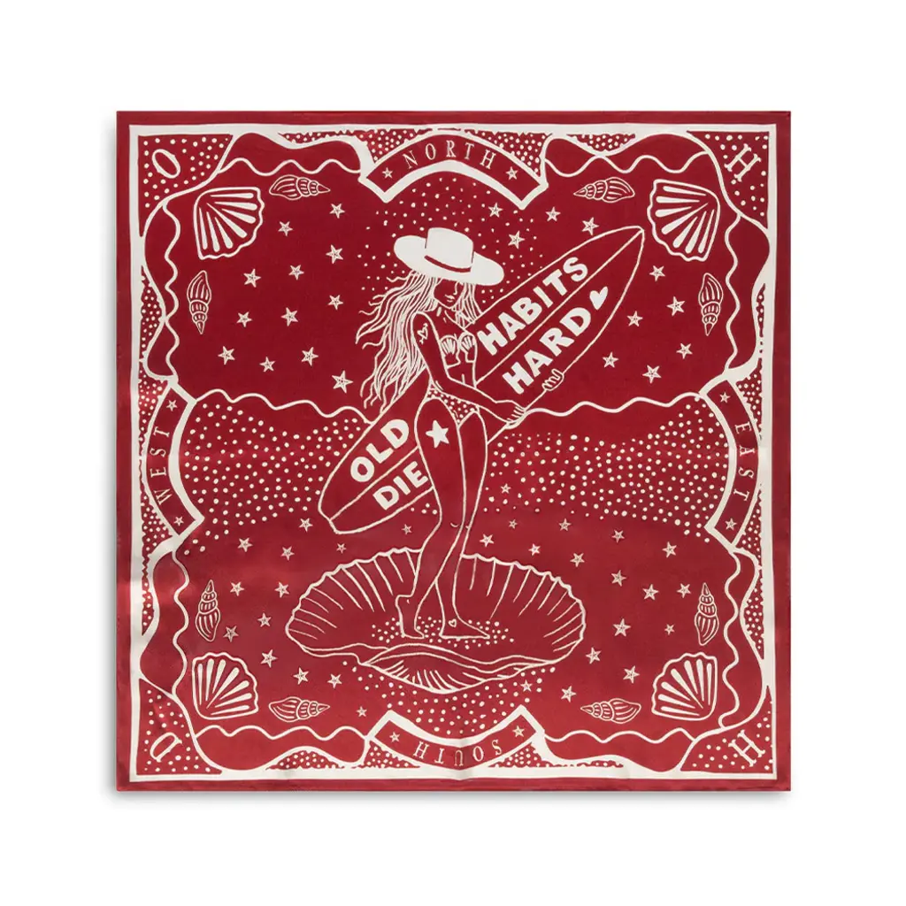 Old Habits Die Hard zijden bandana in print surf girl