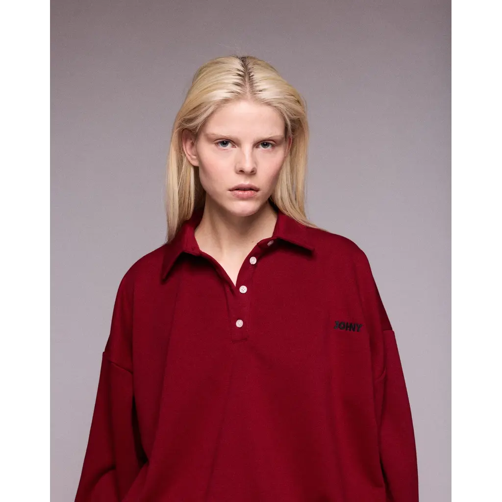 Johny sweater Mellie polo kraag in burgundy