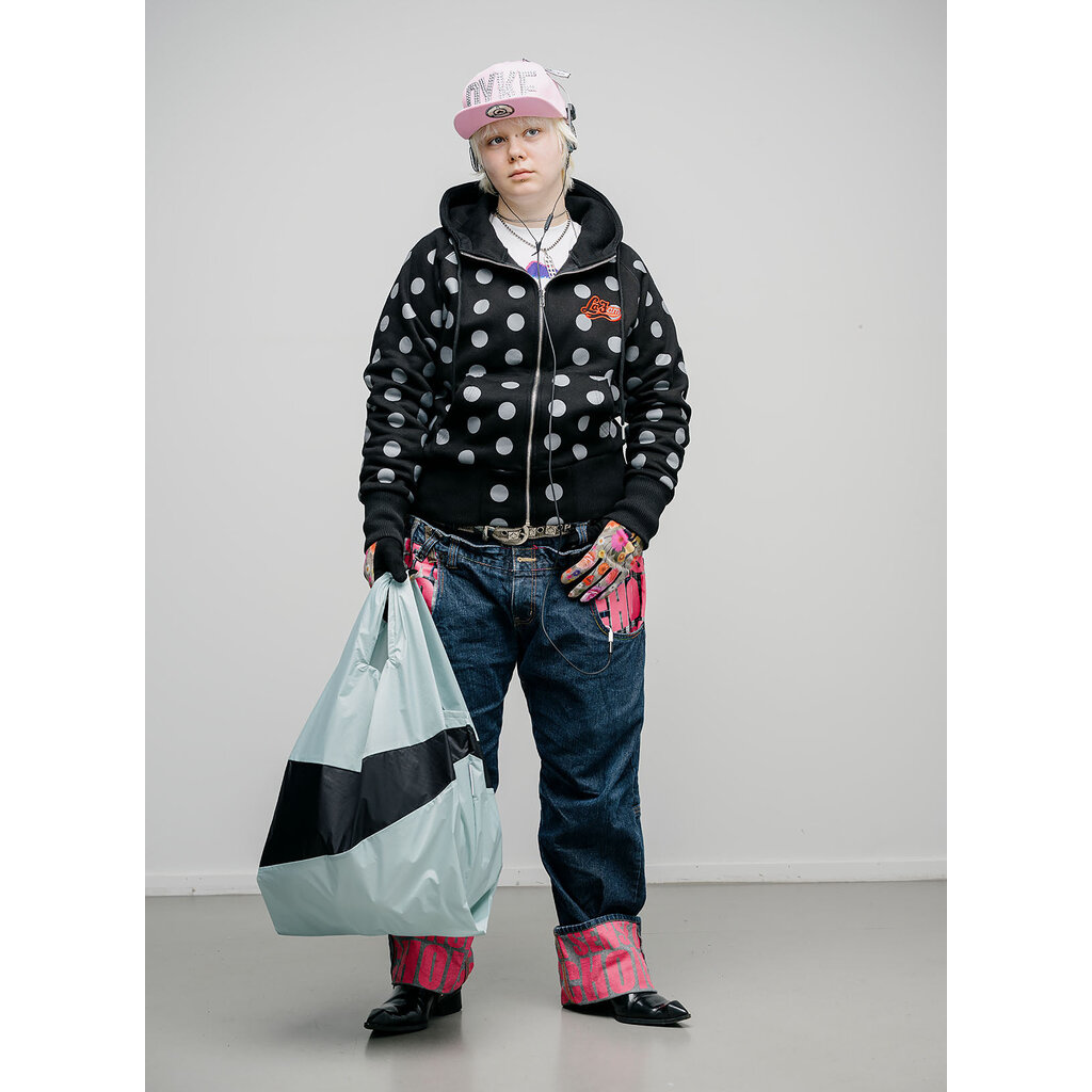 Susan Bijl The New Shopping Bag L in surf spary & black