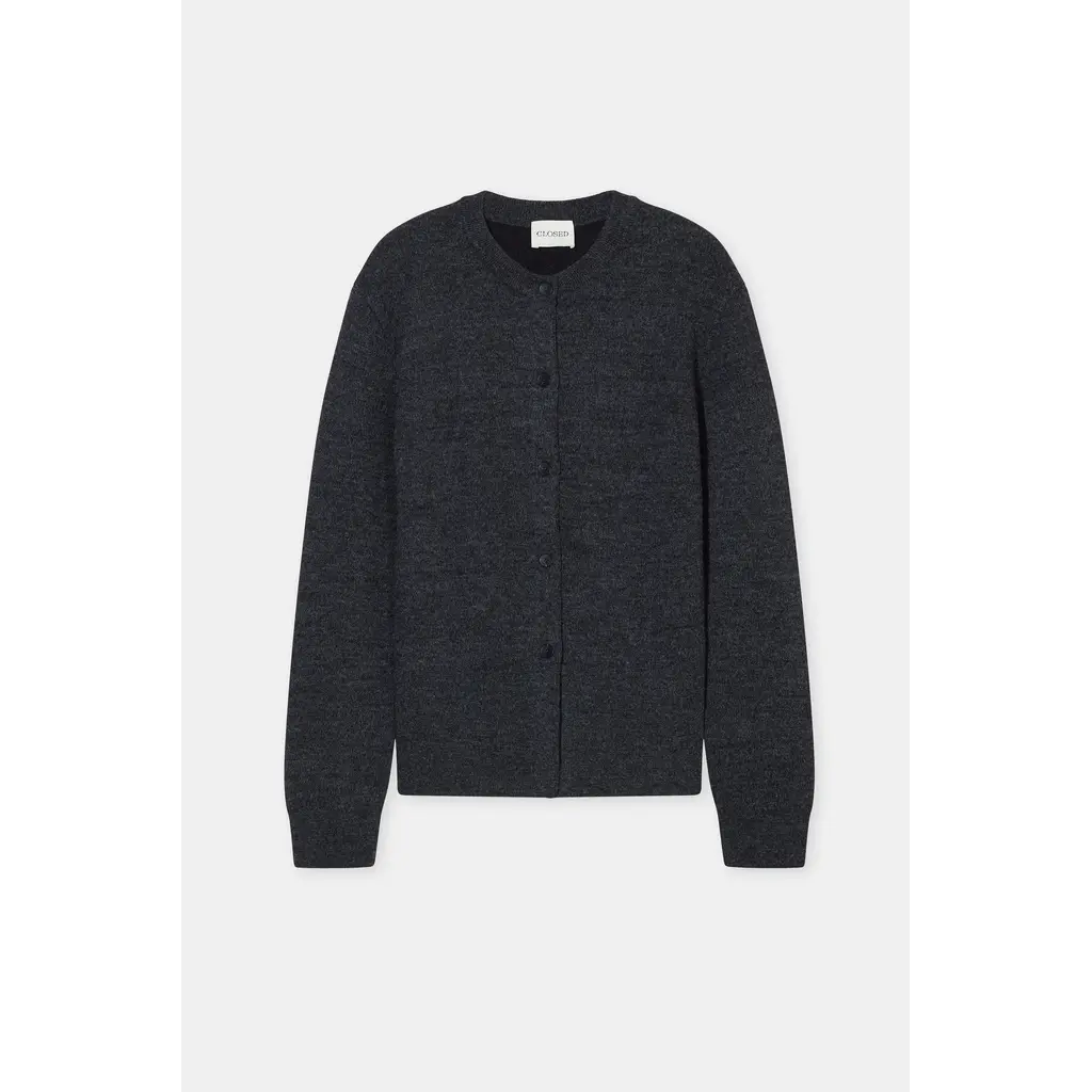 CLOSED C96827-97H Crew Neck Cardigan in black melange