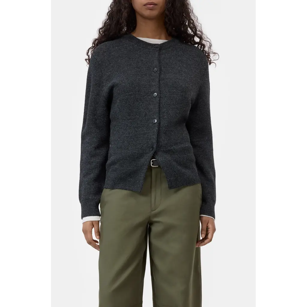 CLOSED C96827-97H Crew Neck Cardigan in black melange