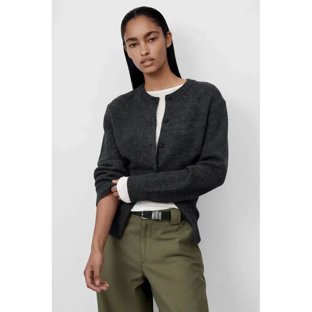 CLOSED C96827-97H Crew Neck Cardigan in black melange