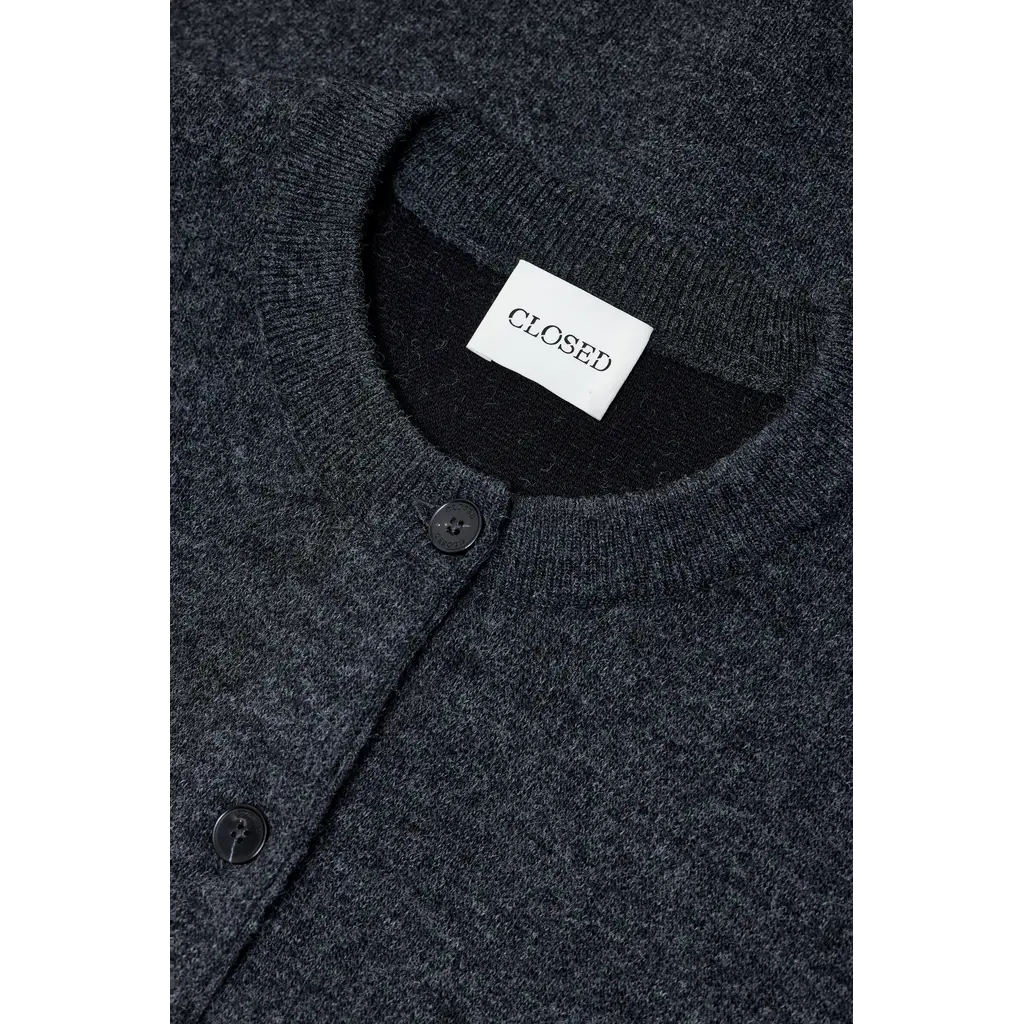 CLOSED C96827-97H Crew Neck Cardigan in black melange