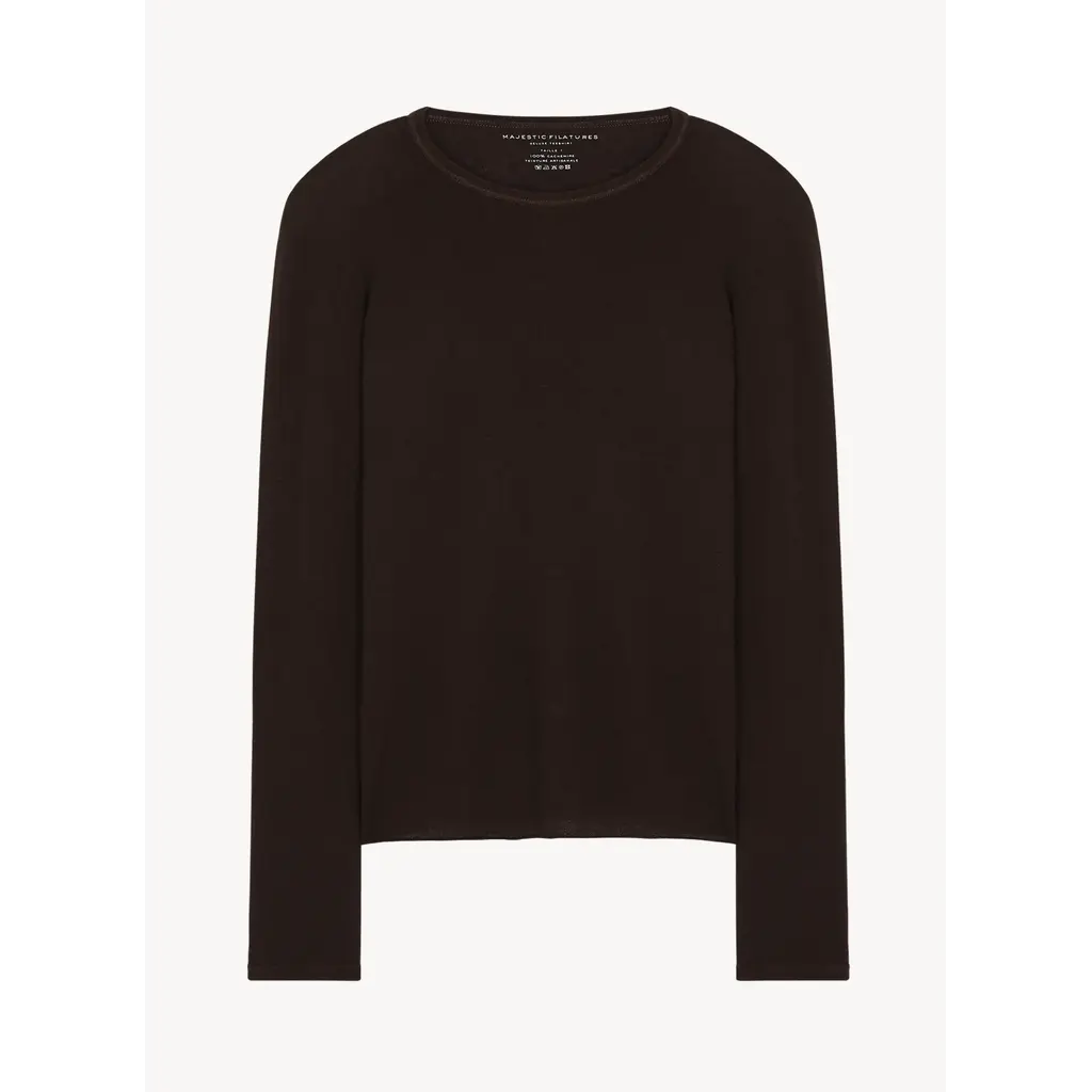 Majestic trui Col Ronde ML in chocolat mousse