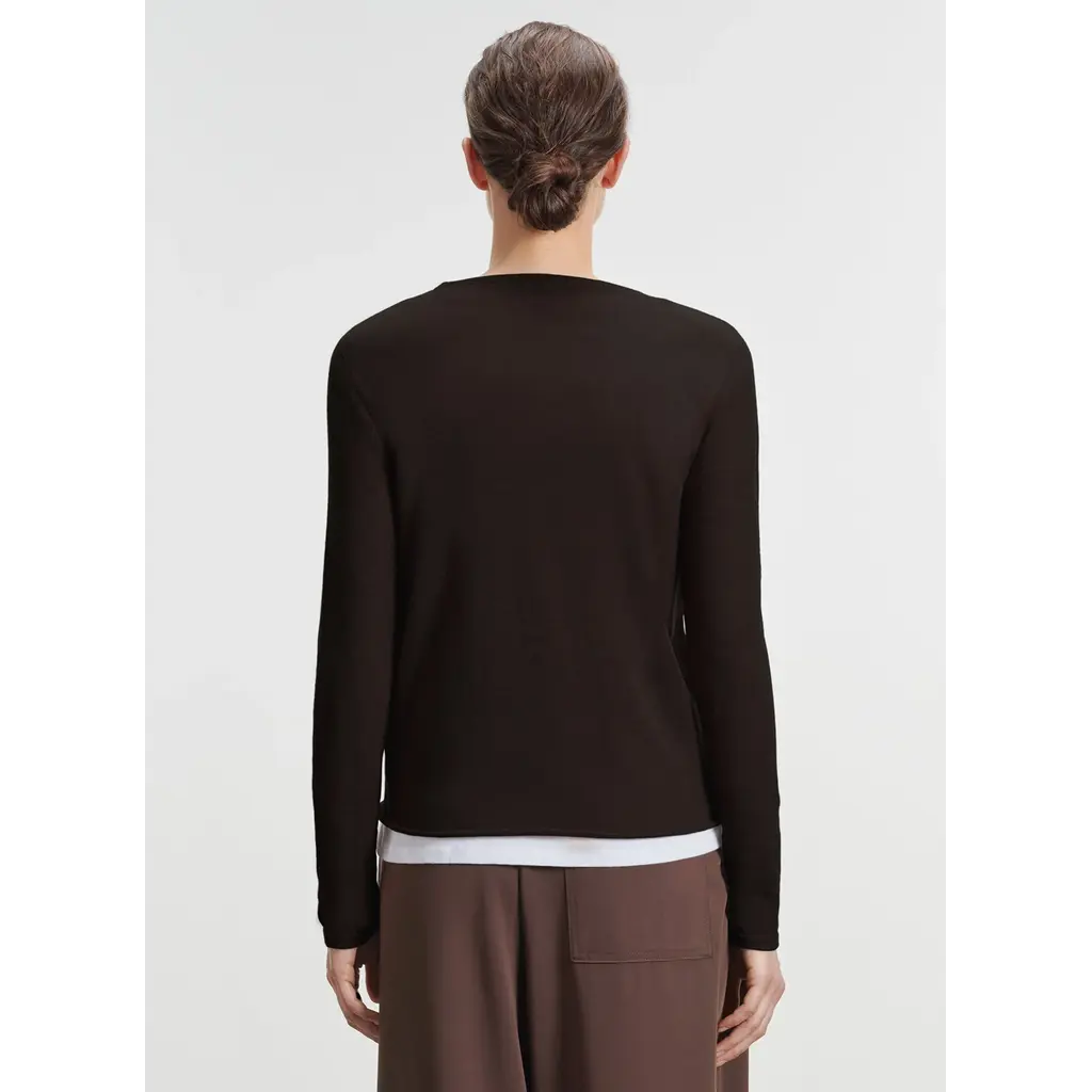 Majestic trui Col Ronde ML in chocolat mousse