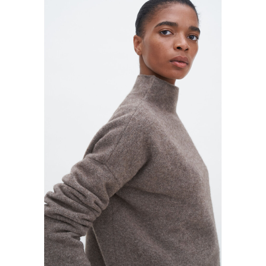 Filippa K Mika Yak Funnelneck Sweater in dark taupe