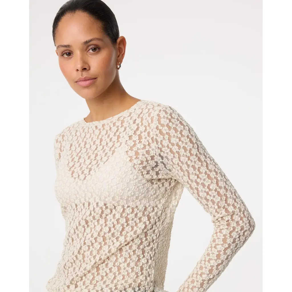 Knit-ted Lacey Top in crème