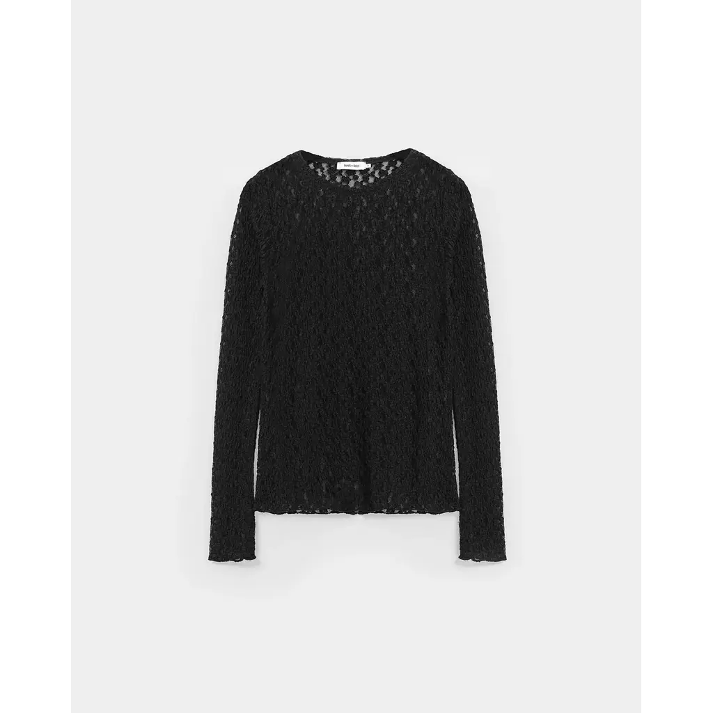 Knit-ted Lacey Top in black