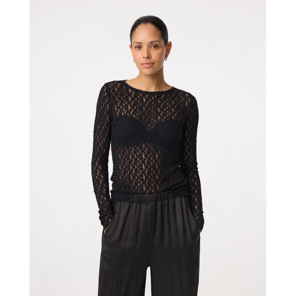 Knit-ted Lacey Top in black