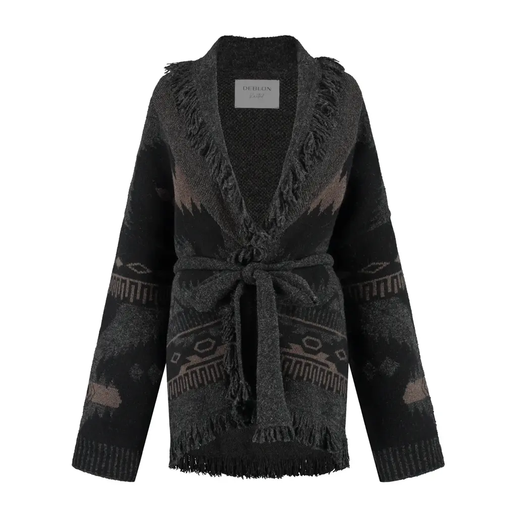 Deblon Sports Cardigan Ymke in dusk brown/black sand